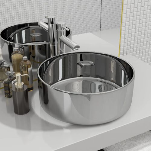 Мивка, 40x15 см, керамична, сребриста