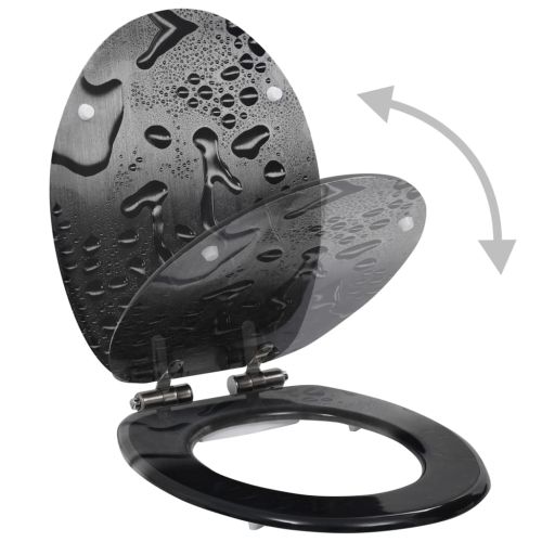 Тоалетна седалка с плавно затваряне, МДФ капак, водни капки