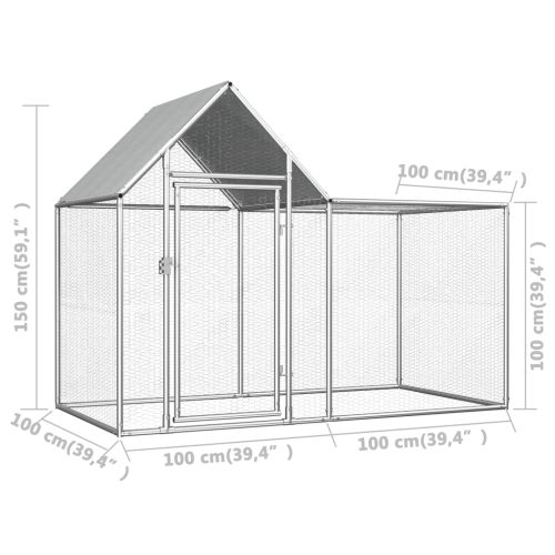 Птичарник, 2x1x1,5 м, поцинкована стомана