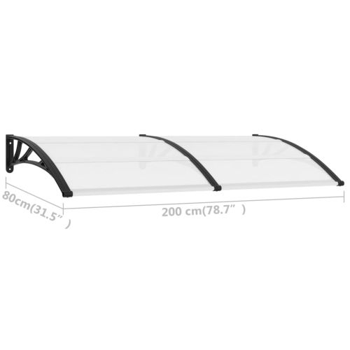 Навес за врата черно и прозрачно 200x75 см PC