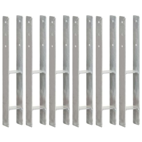 Подпори за ограда 6 бр сребристи 8x6x60 см поцинкована стомана