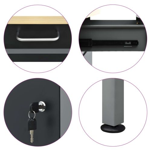 Работна маса, черна, 160x60x85 см, стомана