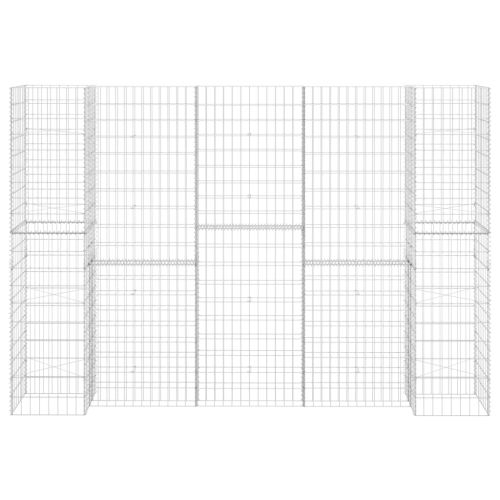 Габион плантер Н-образен, стоманена тел, 260x40x180 cм