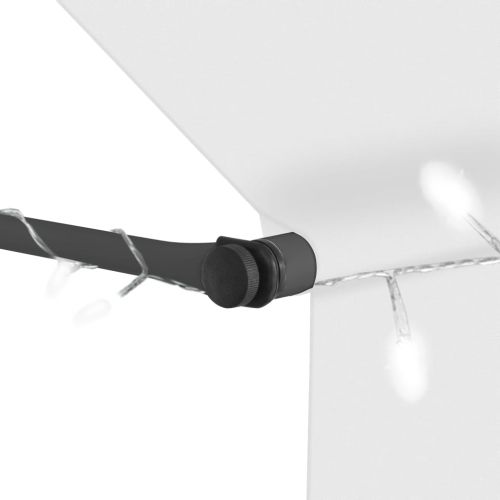 Ръчно прибиращ се сенник с LED, 250 см, кремав