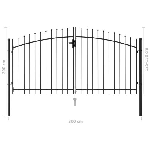 Оградна порта Woerden с двойна врата с шипове отгоре 299,5x199,5 см