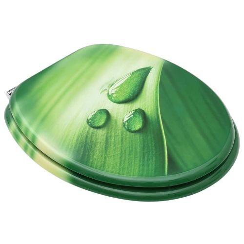 WC тоалетна седалка с капак, МДФ, дизайн зелени водни капки