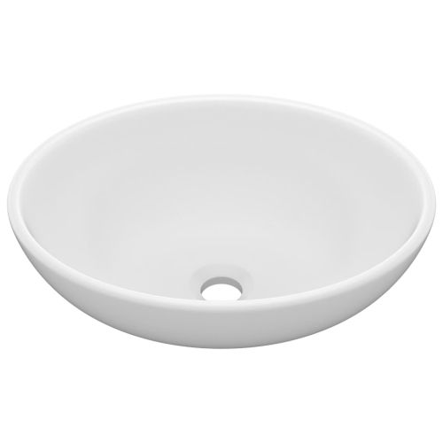 Луксозна овална мивка, матирана, бяла, 40x33 см, керамика