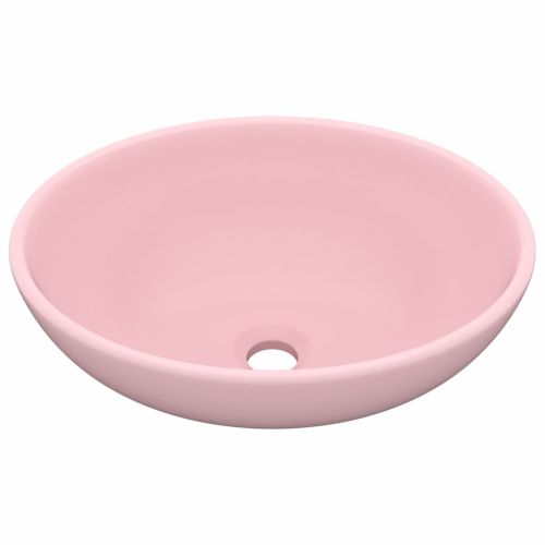Луксозна овална мивка, матово розова, 40x33 см, керамика