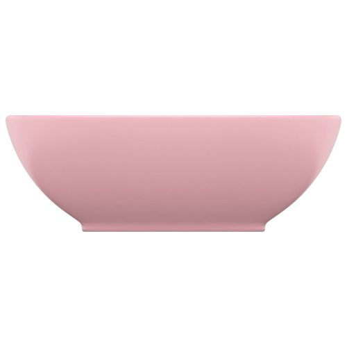 Луксозна овална мивка, матово розова, 40x33 см, керамика