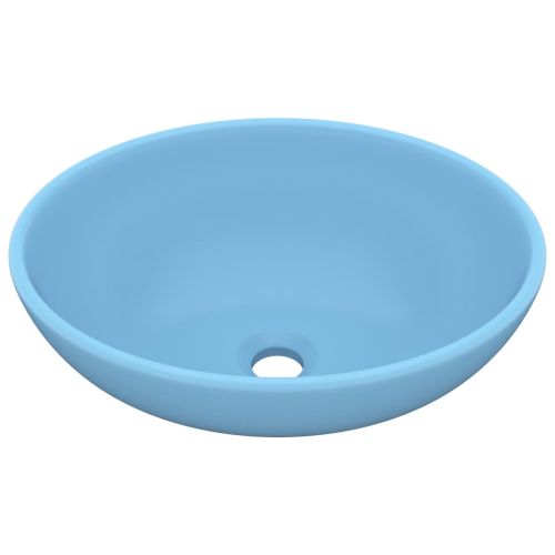 Луксозна овална мивка, матово светлосиня, 40x33 см, керамика