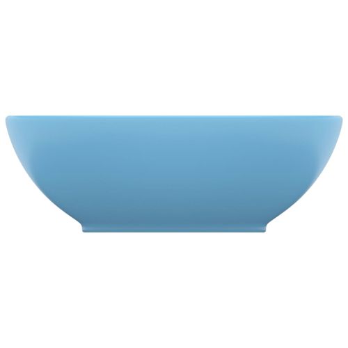 Луксозна овална мивка, матово светлосиня, 40x33 см, керамика
