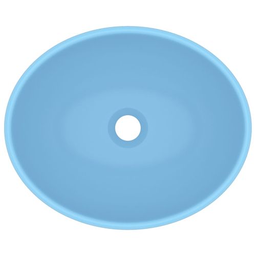 Луксозна овална мивка, матово светлосиня, 40x33 см, керамика