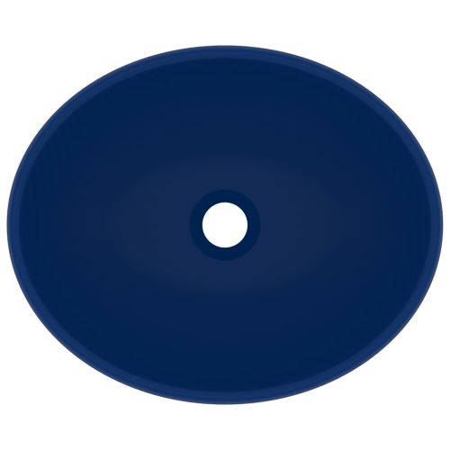 Луксозна овална мивка, матово тъмносиня, 40x33 см, керамика