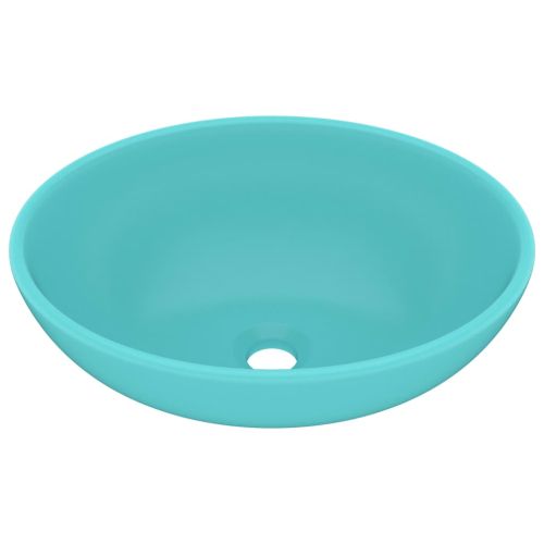 Луксозна овална мивка, матово светлозелена, 40x33 см, керамика