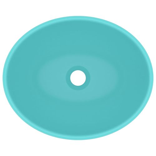 Луксозна овална мивка, матово светлозелена, 40x33 см, керамика