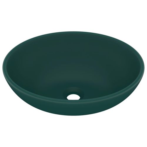 Луксозна овална мивка, матово тъмнозелена, 40x33 см, керамика