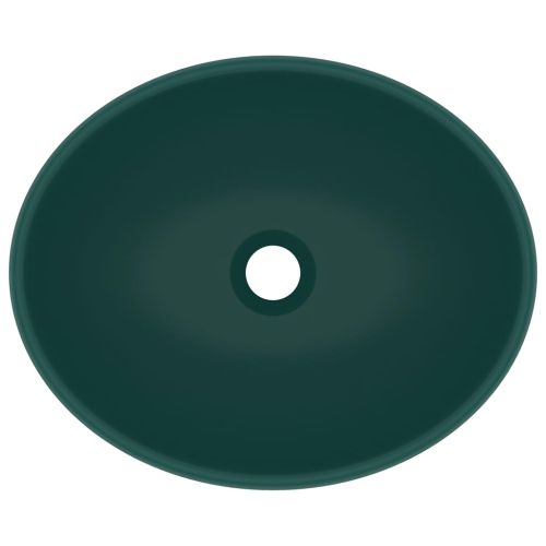 Луксозна овална мивка, матово тъмнозелена, 40x33 см, керамика