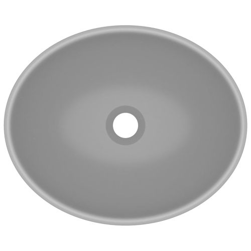 Луксозна овална мивка, матово светлосива, 40x33 см, керамика