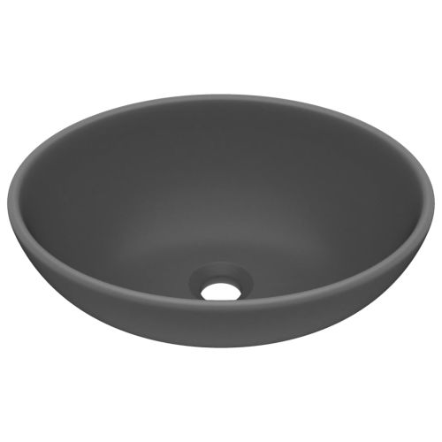 Луксозна овална мивка, матово тъмносива, 40x33 см, керамика