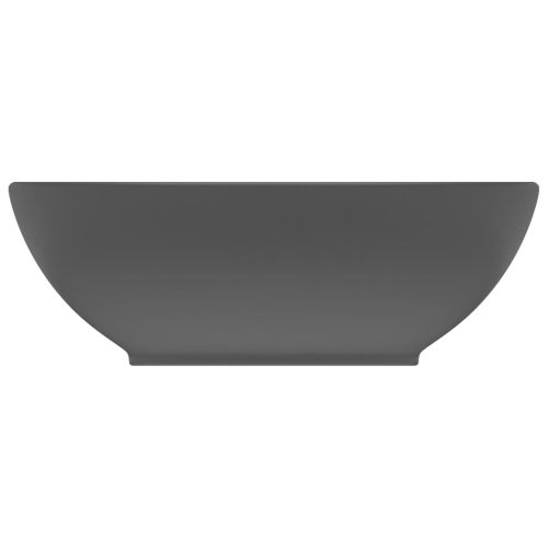 Луксозна овална мивка, матово тъмносива, 40x33 см, керамика