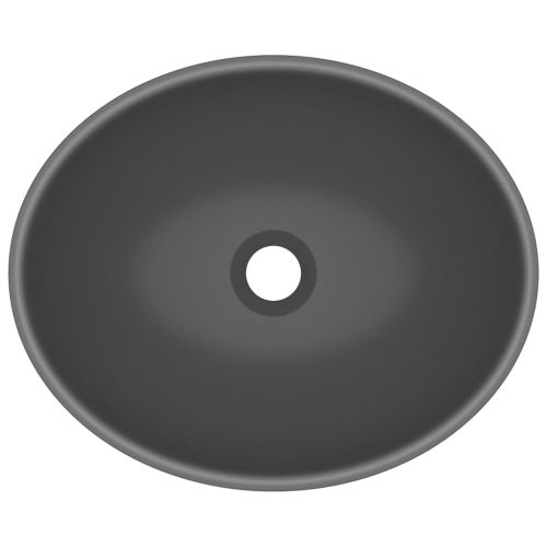 Луксозна овална мивка, матово тъмносива, 40x33 см, керамика