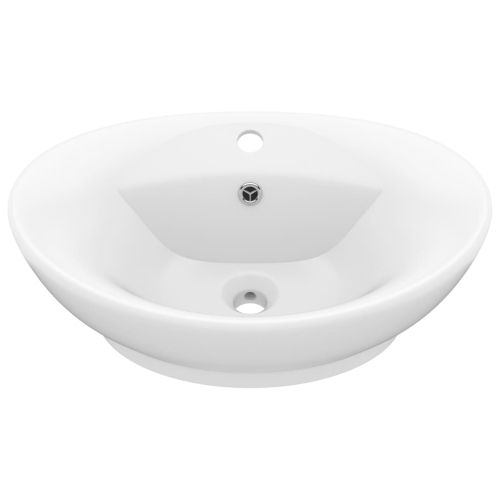 Мивка с преливник лукс овал бял мат 58,5x39 см керамика