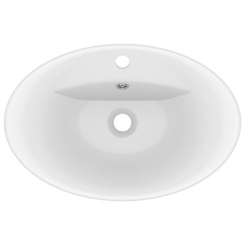 Мивка с преливник лукс овал бял мат 58,5x39 см керамика