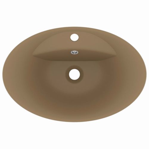 Мивка с преливник лукс овал кремав мат 58,5x39 см керамика