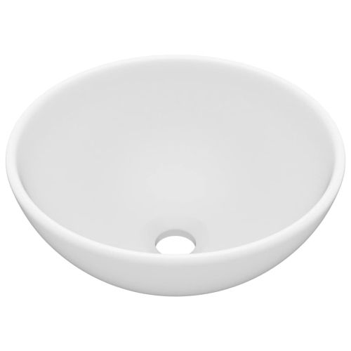 Мивка за баня лукс кръгла матово бяла 32,5x14 см керамика