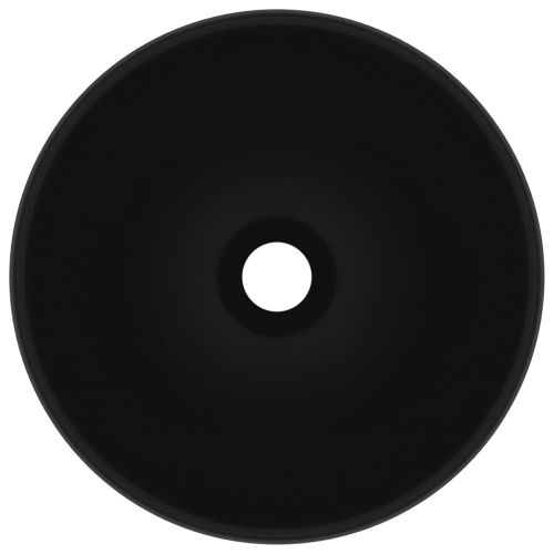 Мивка за баня лукс кръгла матово черна 32,5x14 см керамика