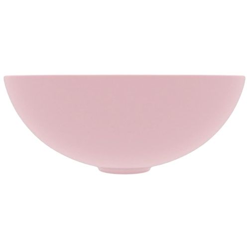 Керамична мивка за баня, матово розова, кръгла