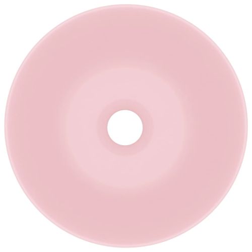 Керамична мивка за баня, матово розова, кръгла