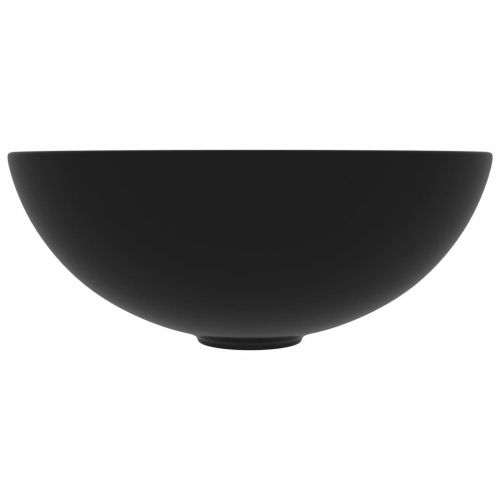 Керамична мивка за баня, матово черна, кръгла