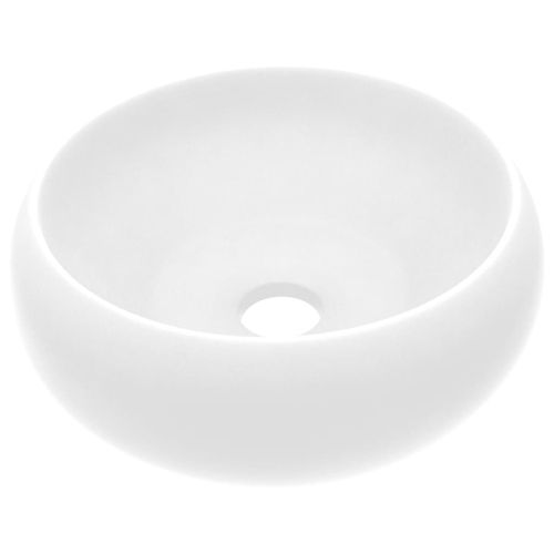 Луксозна кръгла мивка, матово бяла, 40x15 см, керамика