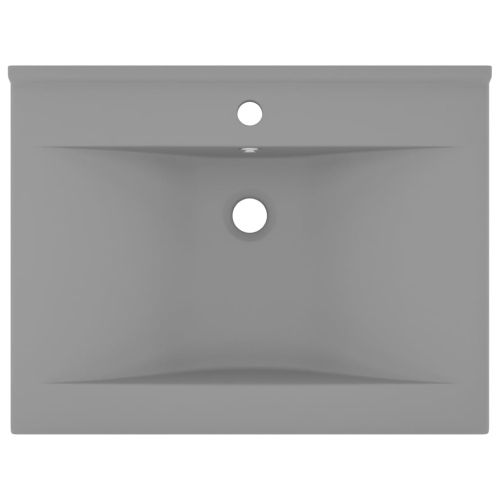 Луксозна мивка с отвор за кран светлосив мат 60x46 см керамика