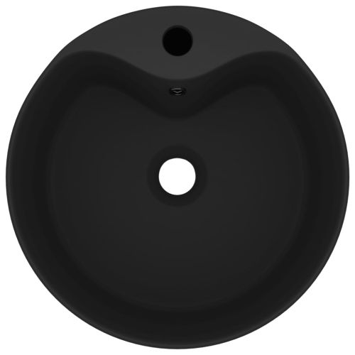 Луксозна мивка с преливник черен мат 36x13 см керамика