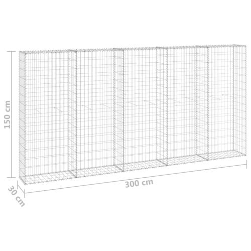 Габионна стена с капаци, поцинкована стомана, 300x30x150 см