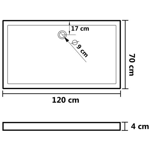 Правоъгълно ABS душ корито, бяло, 70x120 см