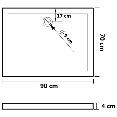 Правоъгълно ABS душ корито, черно, 70x90 см