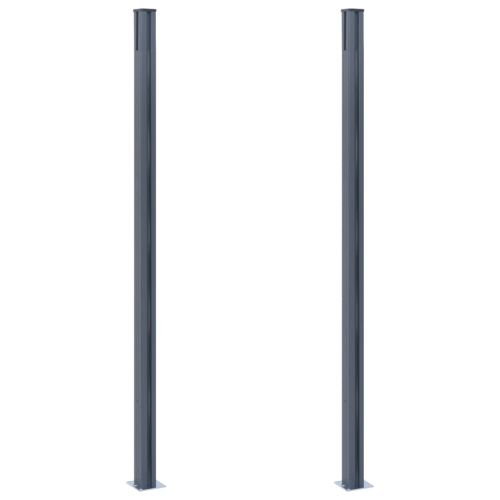 Оградни колове, 2 бр, тъмносиви, 185 см, алуминий