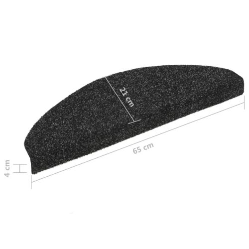 Изтривалки за стълби, самозалепващи се, 10 бр., 65x21x4 см, черни, полукръгли, големи