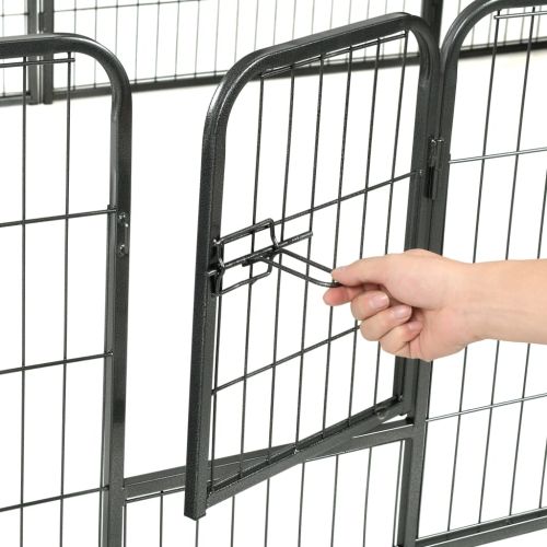 Заграждение за куче, 12 панела, стомана, 80x60 см, черно