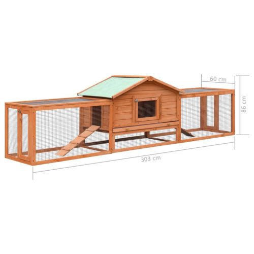 Клетка за зайци, чам и ела масив, 310x70x87 см