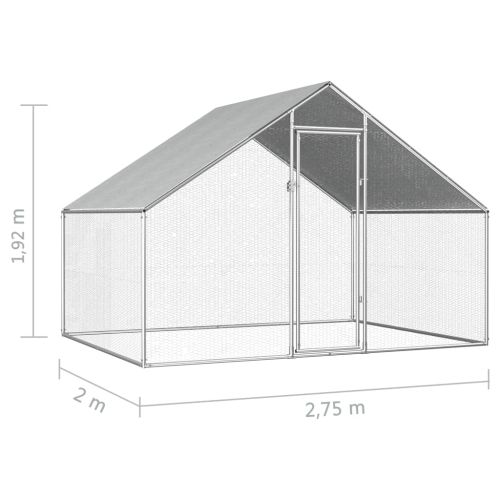 Птичарник на открито, 2,75x2x1,92 м, поцинкована стомана