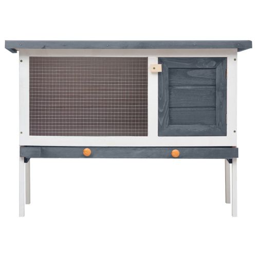 Външна клетка за зайци, 1 отделение, сива, дърво