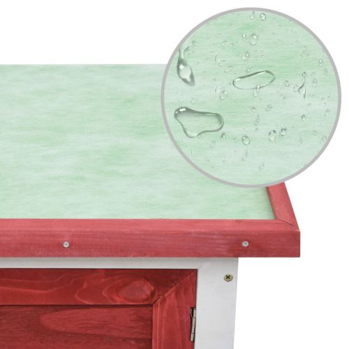 Външна клетка за зайци, 1 отделение, червена, дърво