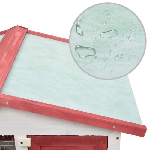 Външна клетка за зайци, 3 врати, червена, дърво