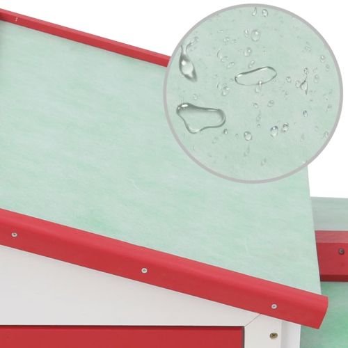 Външна голяма клетка за зайци червено и бяло 145x45x84 см дърво