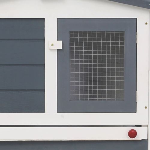 Външна голяма клетка за зайци, сиво и бяло, 201x45x85 см, дърво