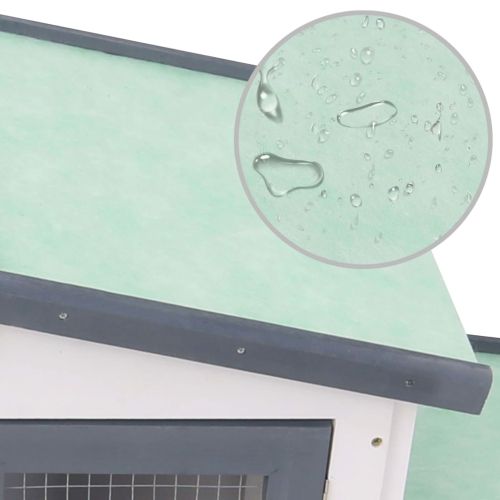 Външна голяма клетка за зайци, сиво и бяло, 201x45x85 см, дърво